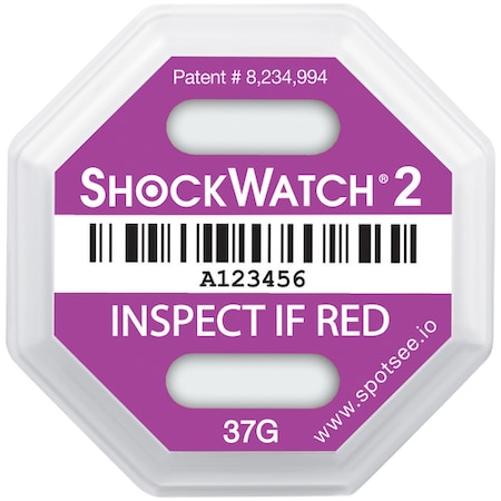 Shockwatch 37G 2 Indicators, 3 3/4" x 3 3/4", Purple, PK 50 SHWT37
